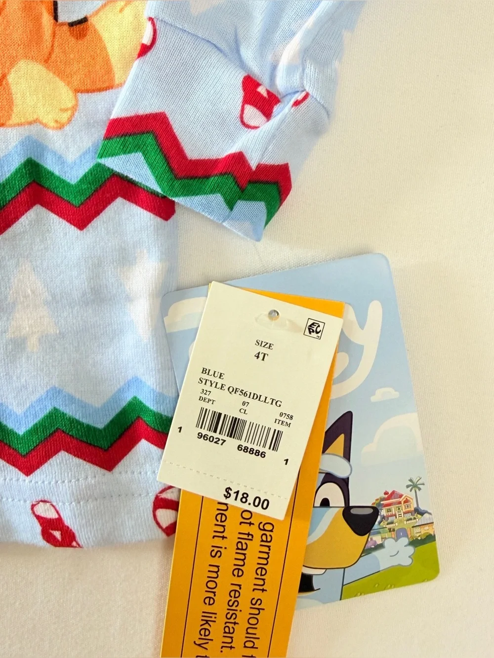 Bluey Bingo Christmas Pajamas 4T 4 Piece Cotton Set NWT